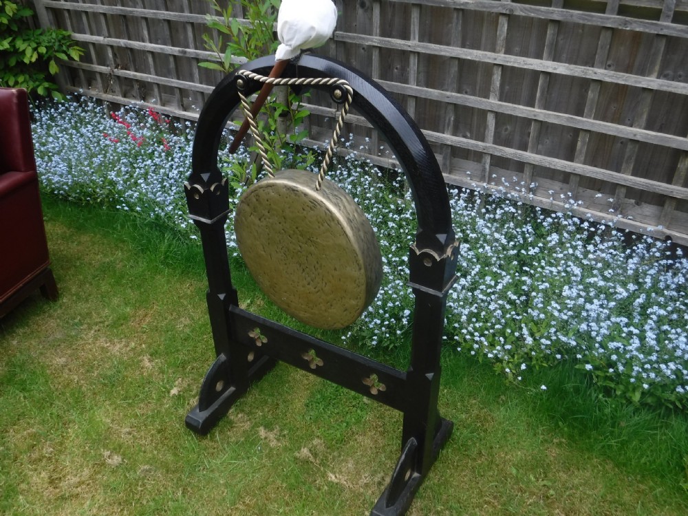 Victorian oak Gothic dinner gong View V