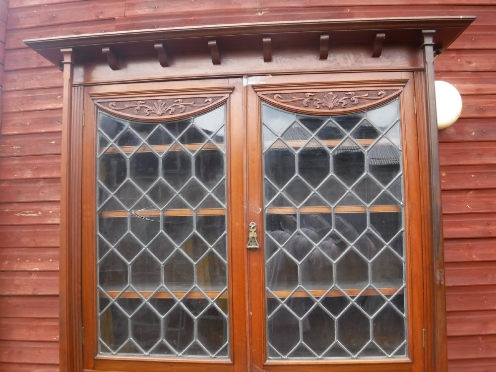 Late Victorian walnut bureau bookcase View V