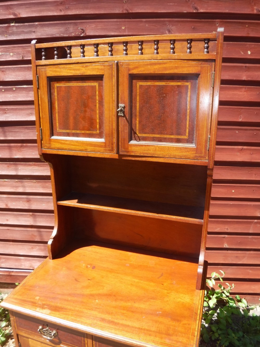 Neat and useful inlaid Edwardian side cabinet. View IV