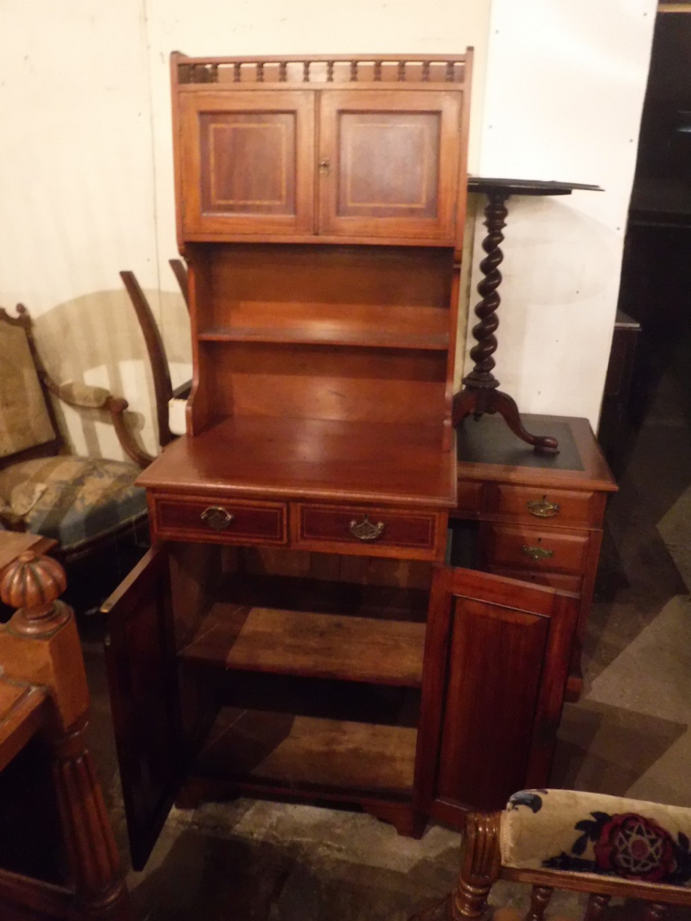 Neat and useful inlaid Edwardian side cabinet. View VI