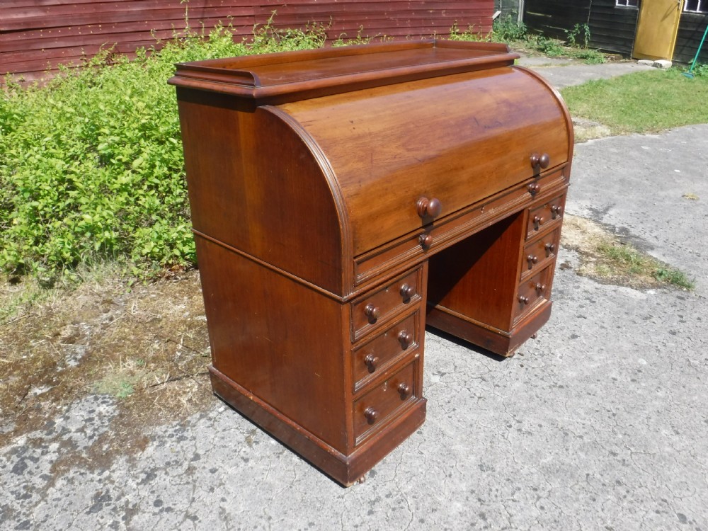 19th century roll top pedestal desk