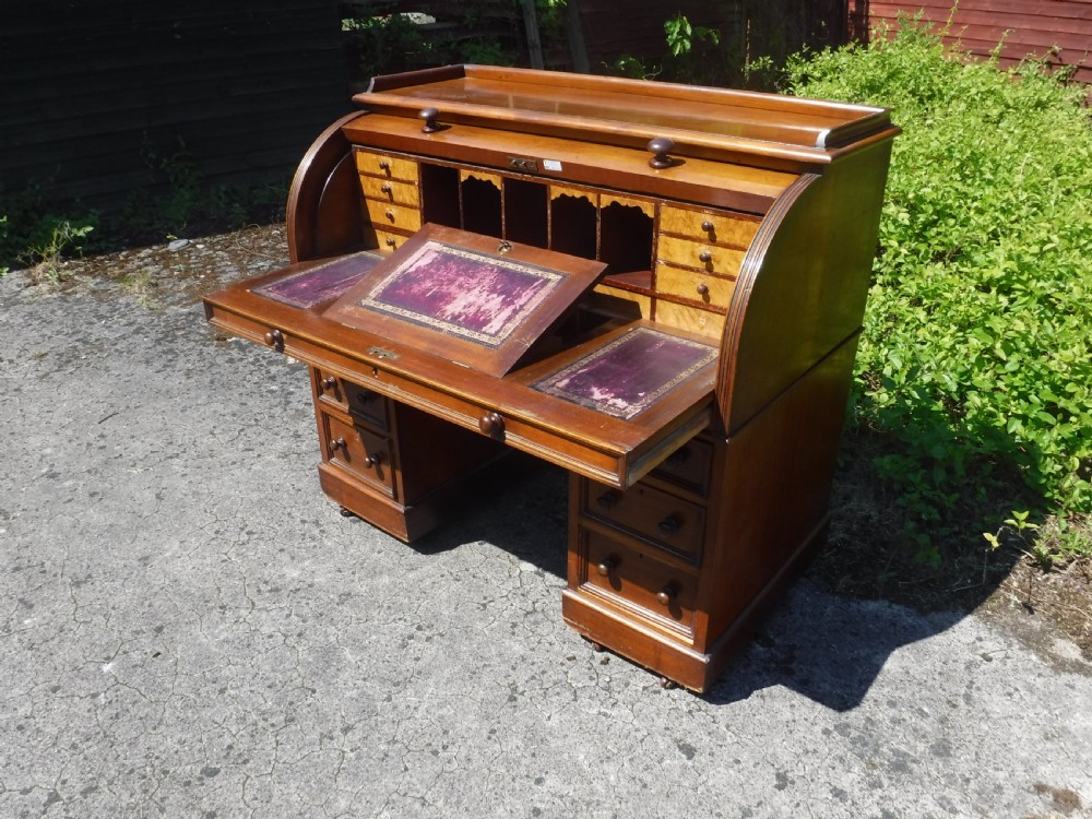 19th century roll top pedestal desk View V