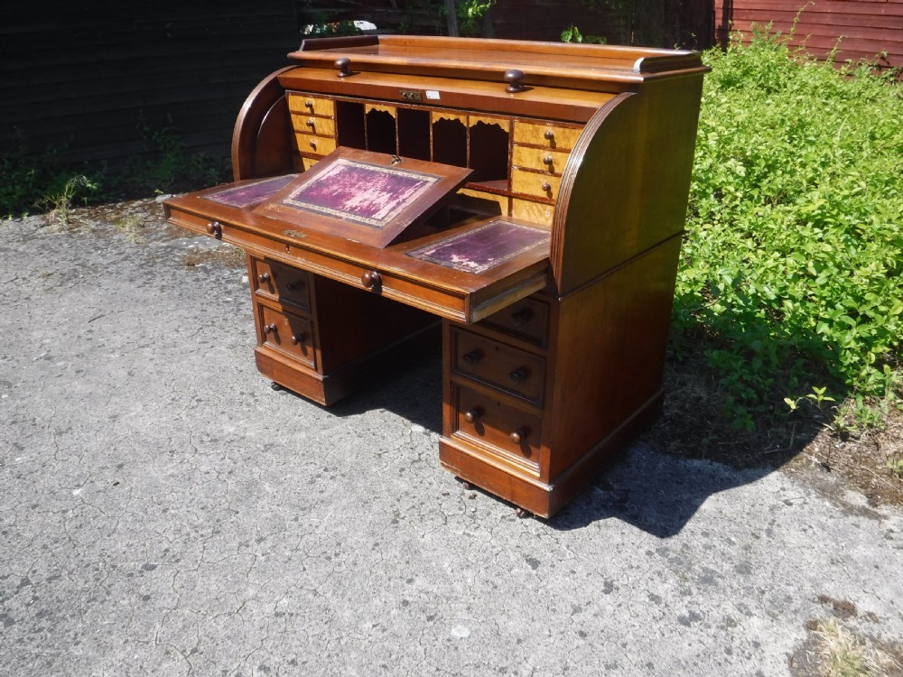 19th century roll top pedestal desk View VII