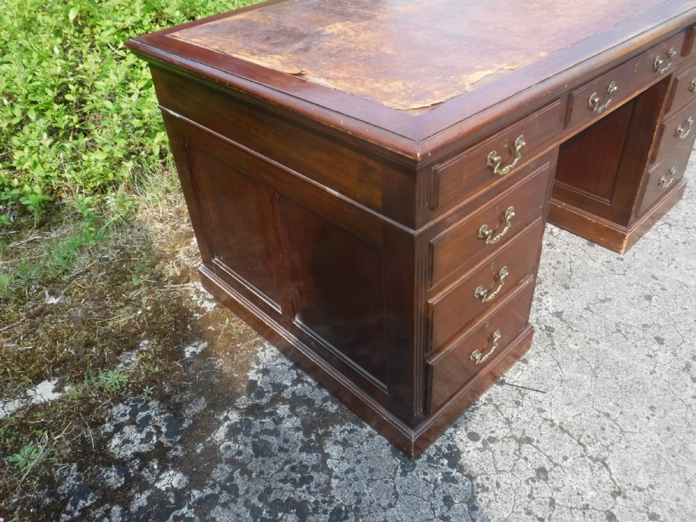 Large and just a good practical mahogany kneehole pedestal desk View V