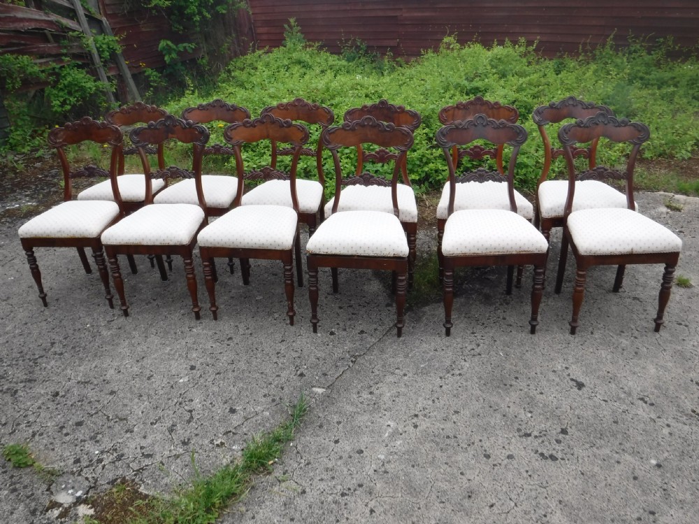 12 late 19th century mahogany dining chairs