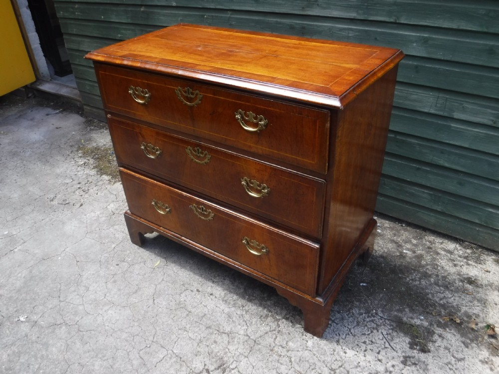 18th century walnut 3 drawer chest  of drawers View V