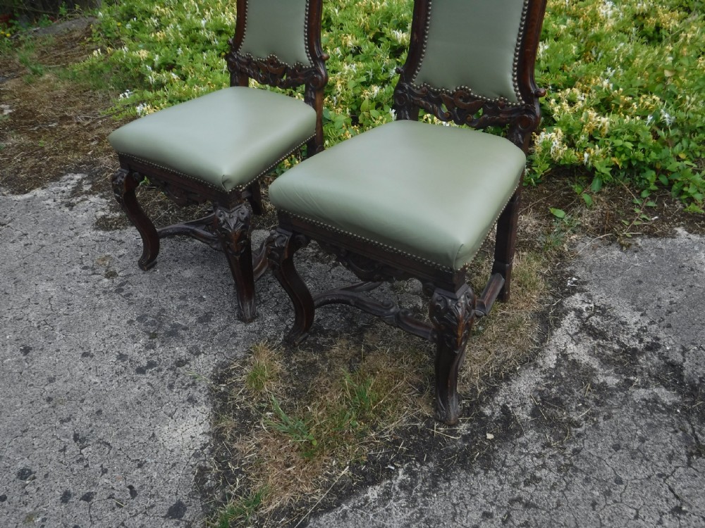 Good pair of 19th century carved oak hall chairs View III