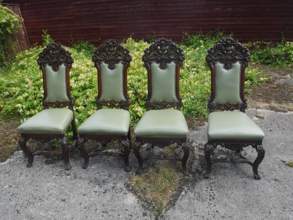 Good pair of 19th century carved oak hall chairs View IV