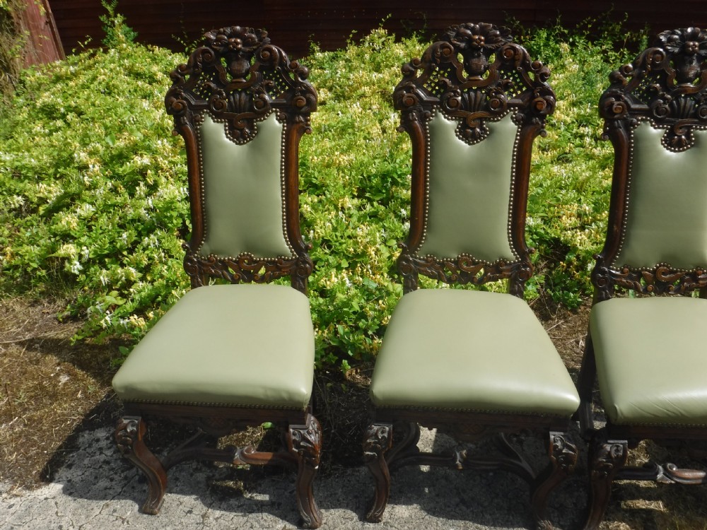 Good pair of 19th century carved oak hall chairs View V