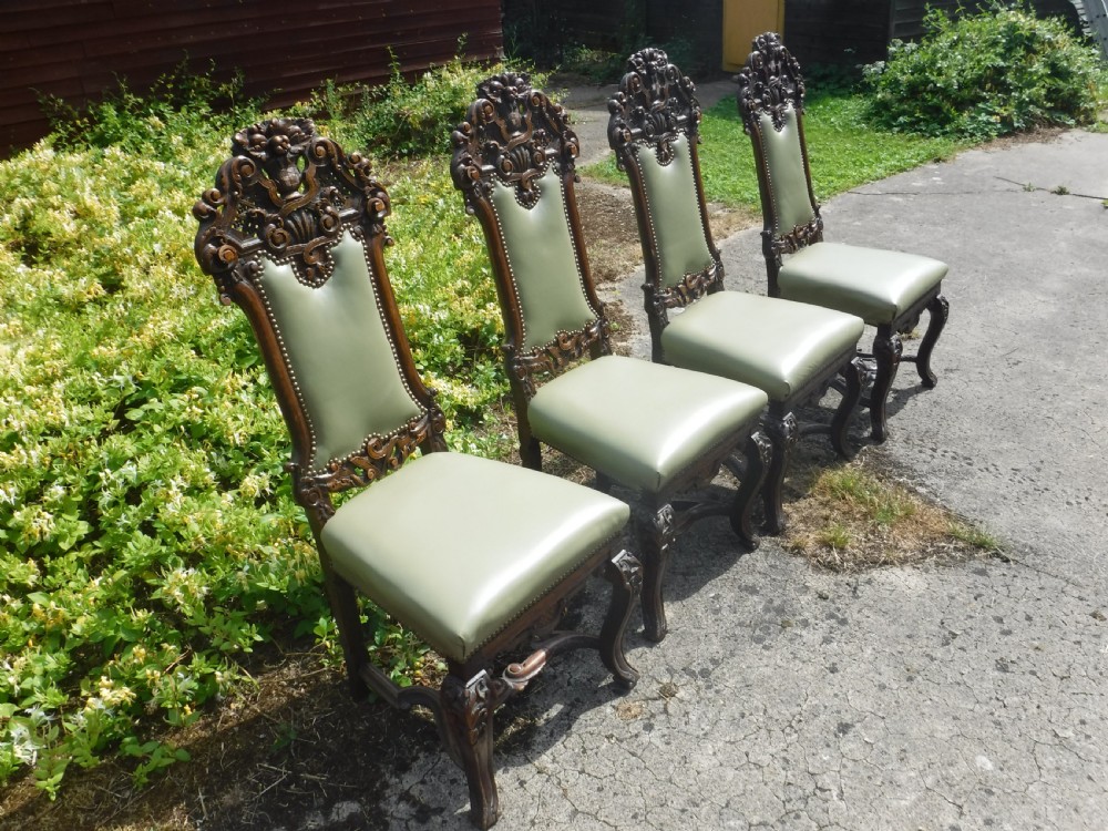Good pair of 19th century carved oak hall chairs View IX