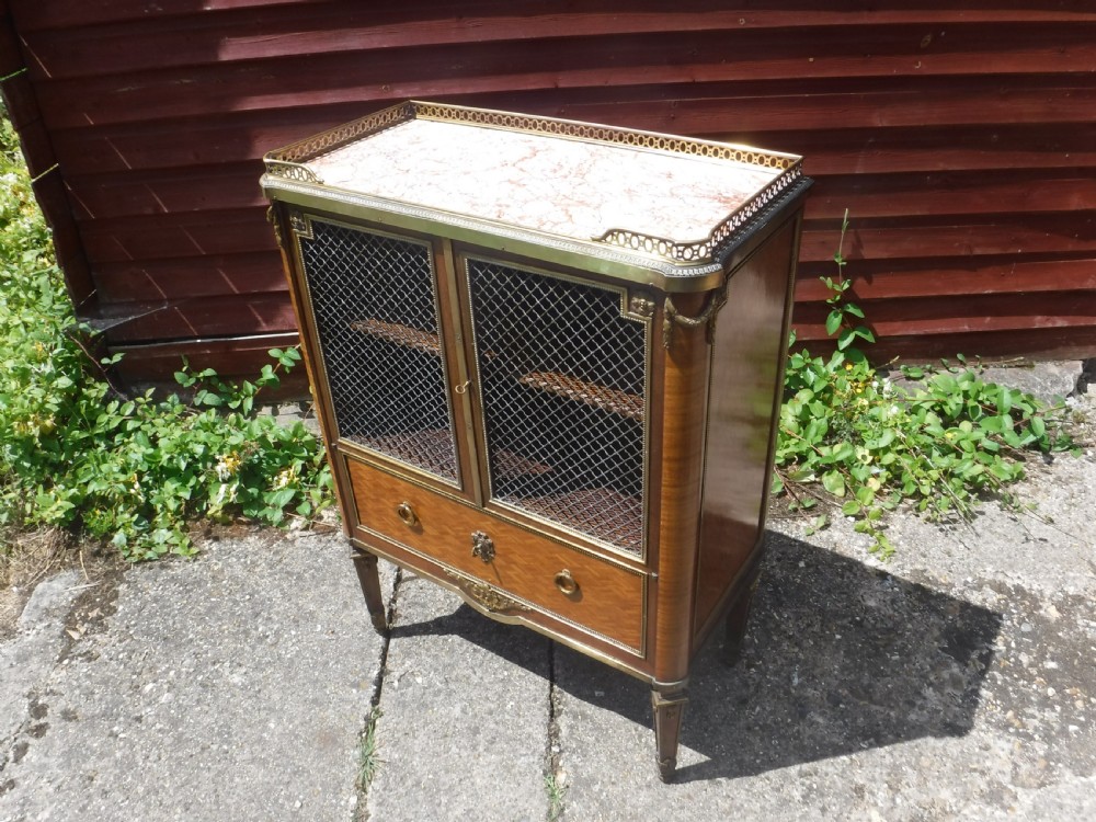 Early 20th century marble top gilt mteal mounted side cabinet View IV