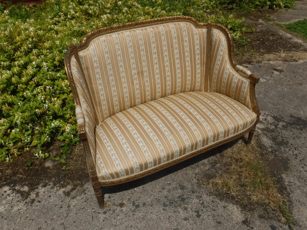 Early 20th century decorated and upholstered  2 seater settee