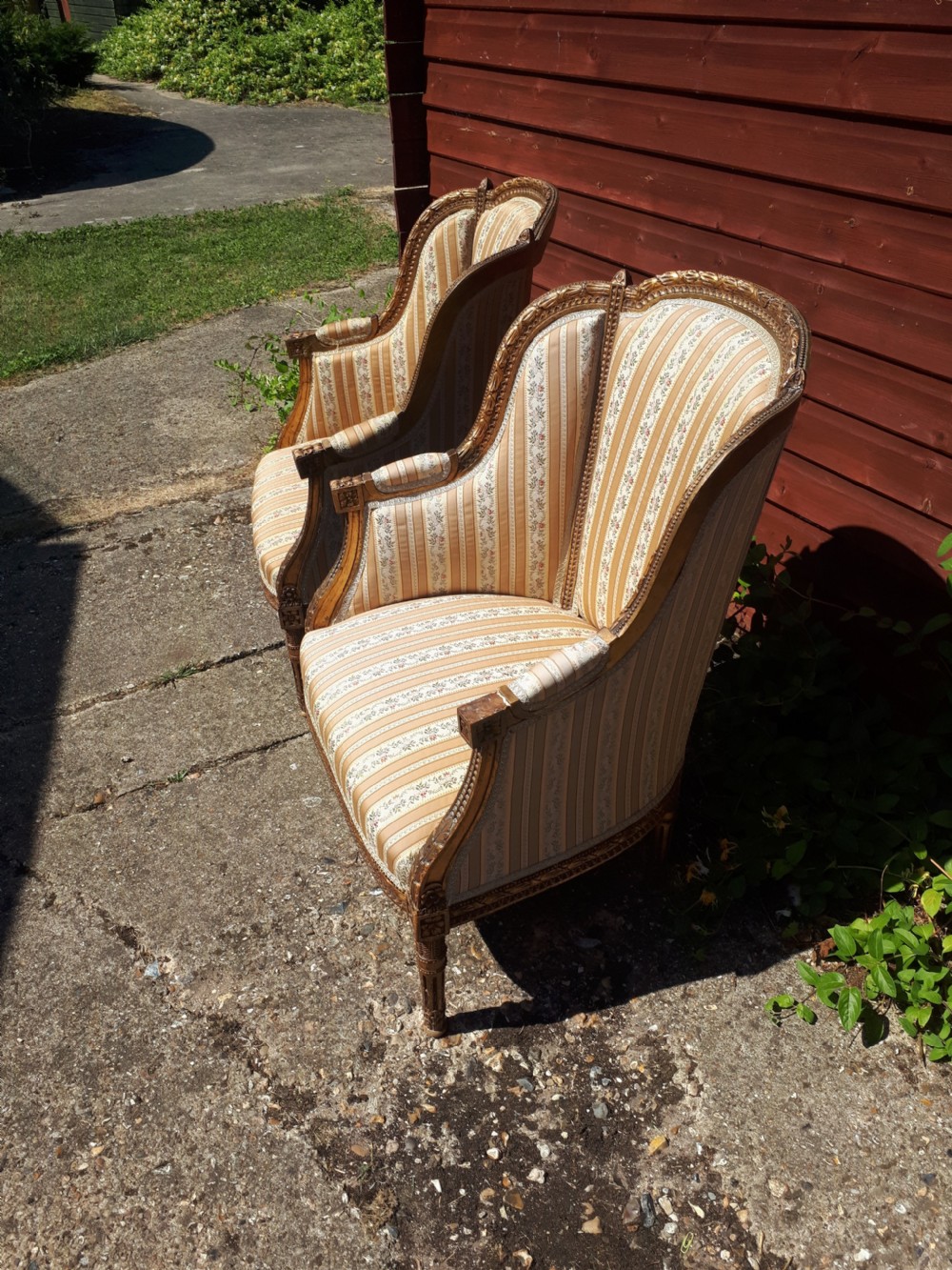 Pair of gilt carved framed armchairs View IV