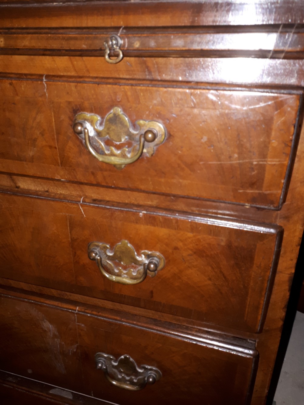 Early 20th century walnut and banded chest View II