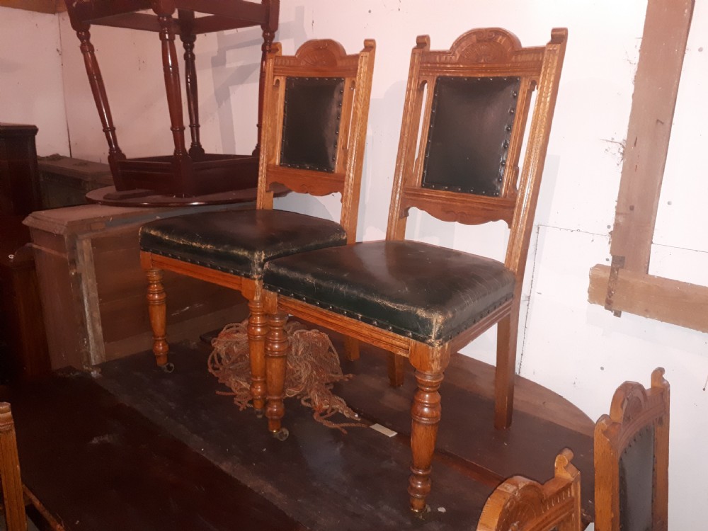 Set of 12 oak dining chairs View V