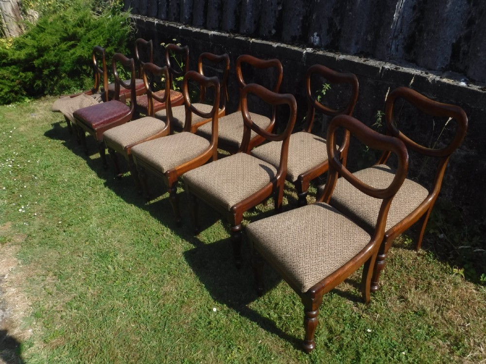 Set of 12 early Victorian mahogany dining chairs View VIII
