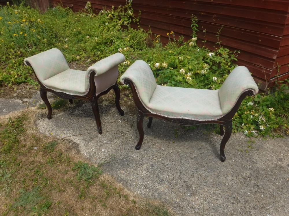 Pair of early 20th century mahogany frame window seats