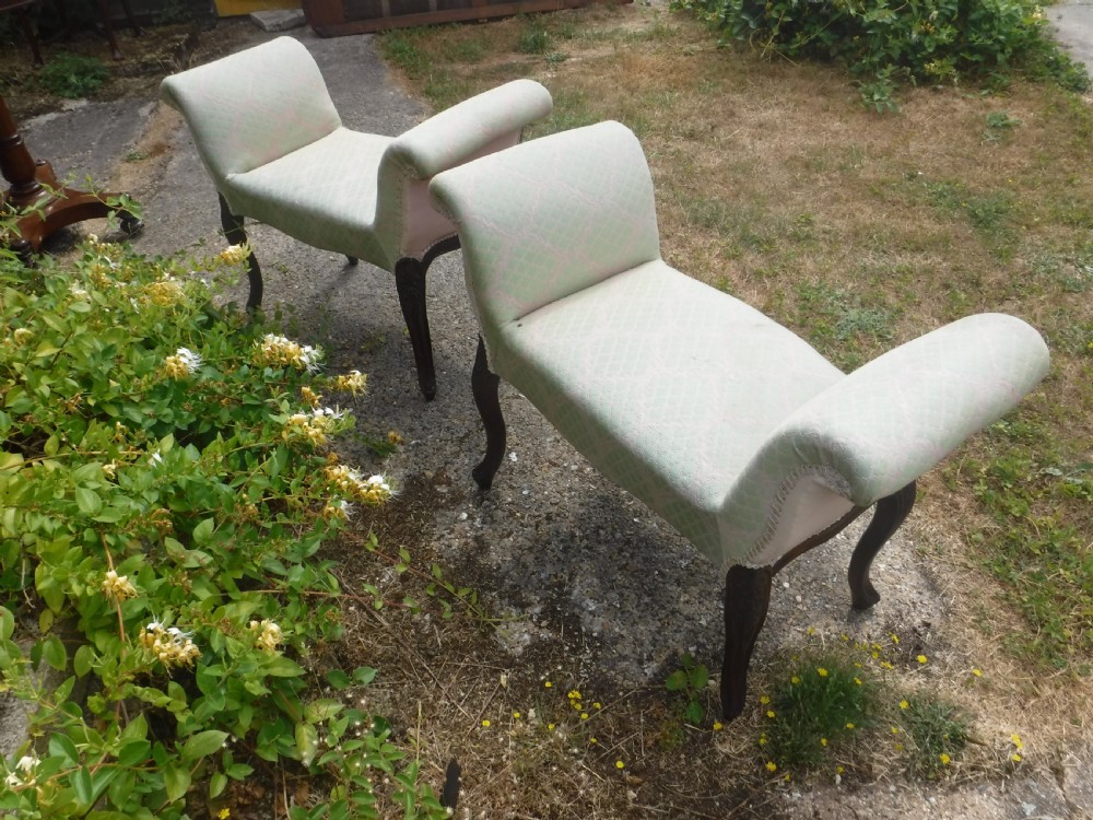 Pair of early 20th century mahogany frame window seats View III