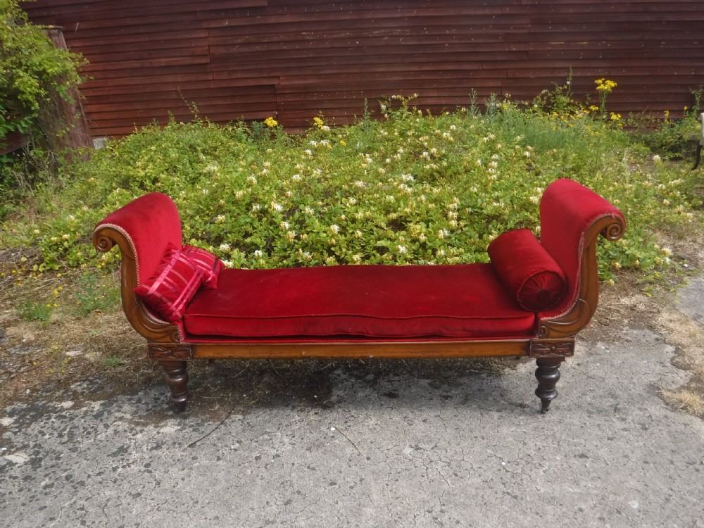 Large 19th century mahogany window seat
