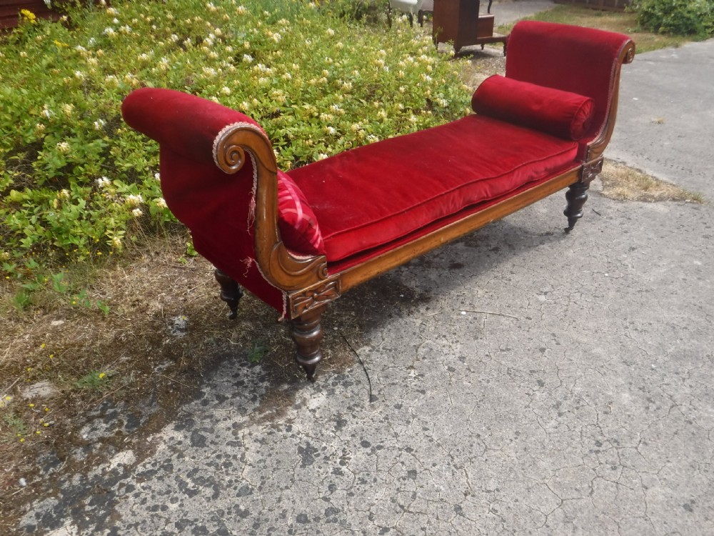 Large 19th century mahogany window seat View II