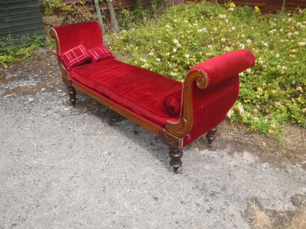 Large 19th century mahogany window seat View III