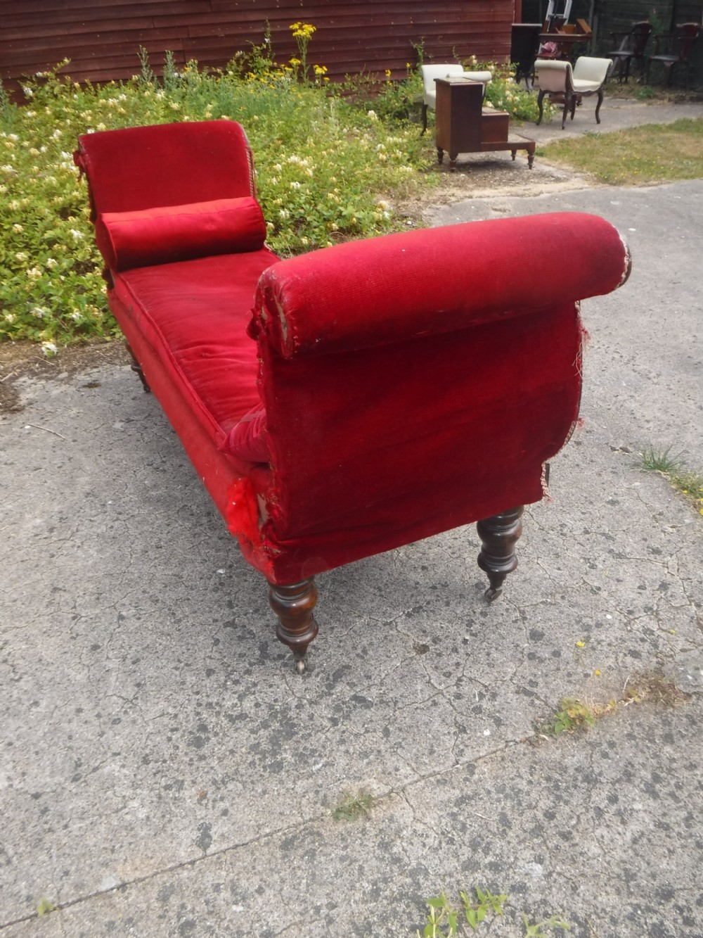 Large 19th century mahogany window seat View IV
