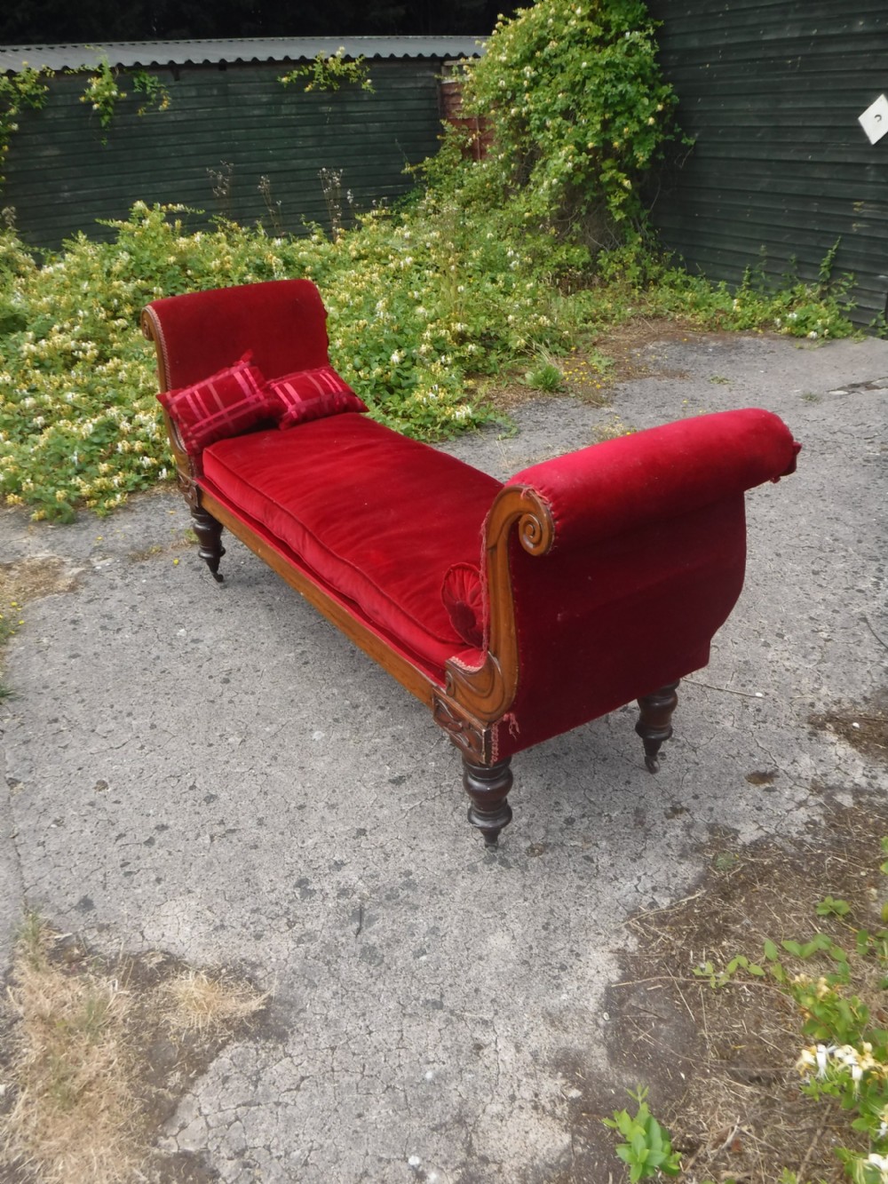 Large 19th century mahogany window seat View V