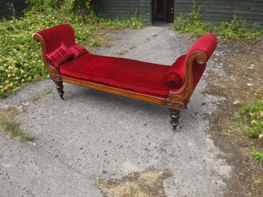 Large 19th century mahogany window seat View VI
