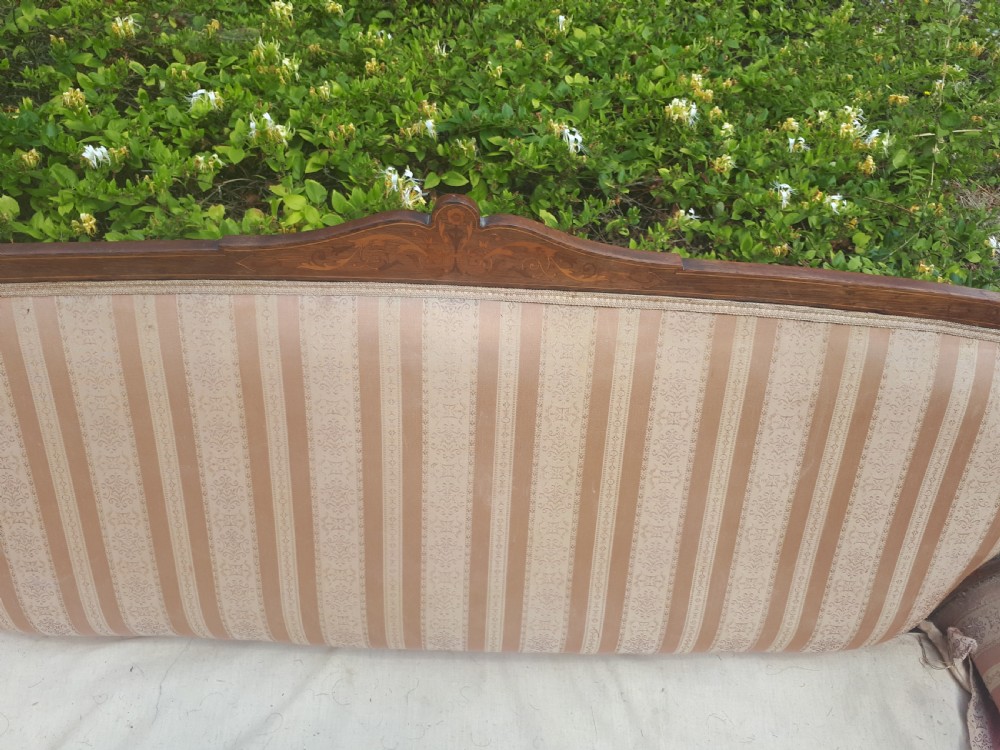 Edwardian inlaid rosewood settee View IV