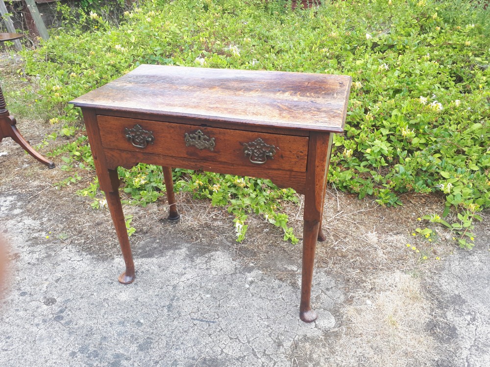 Georgian  oak single drawer side table View II