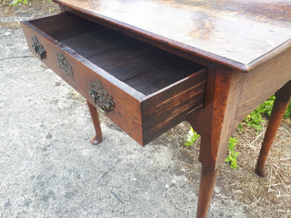 Georgian  oak single drawer side table View III