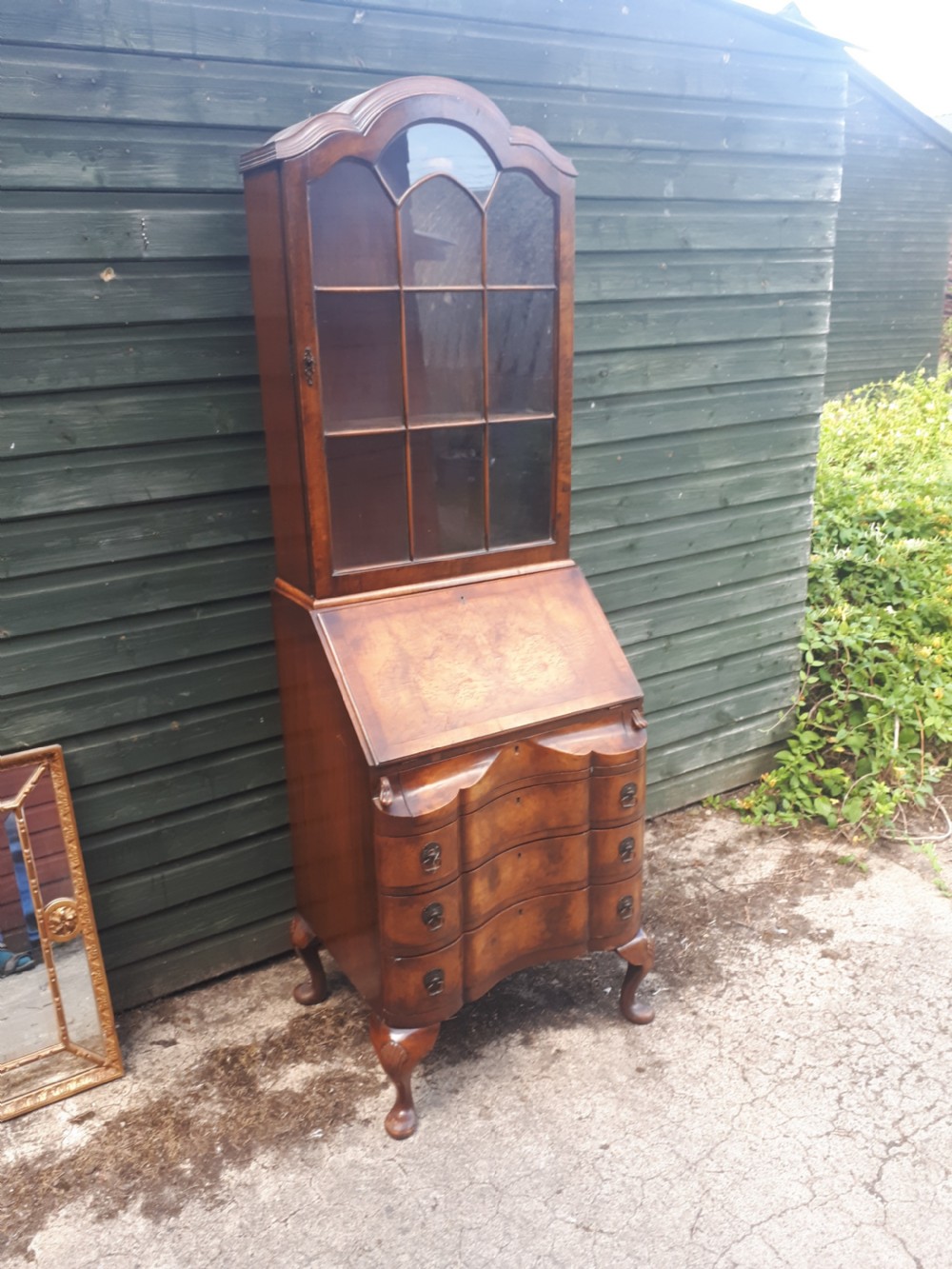 Small early 20th century walnut bureau bookcase View IV