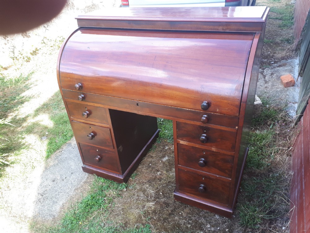 19th century cylinder top writing desk View II