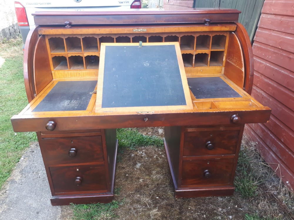 19th century cylinder top writing desk View III