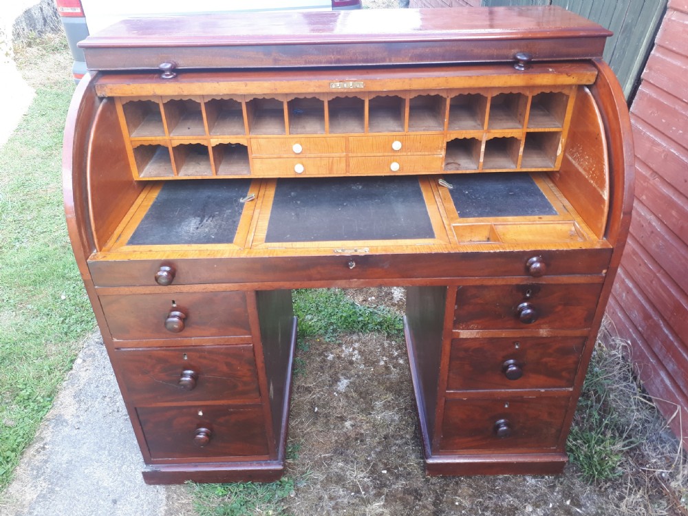 19th century cylinder top writing desk View IV