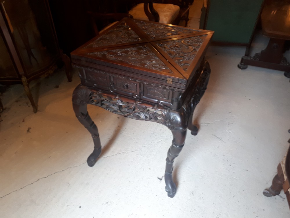 Late 19th century Chinese hardwood games table View VII