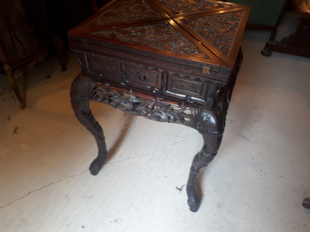 Late 19th century Chinese hardwood games table View VIII