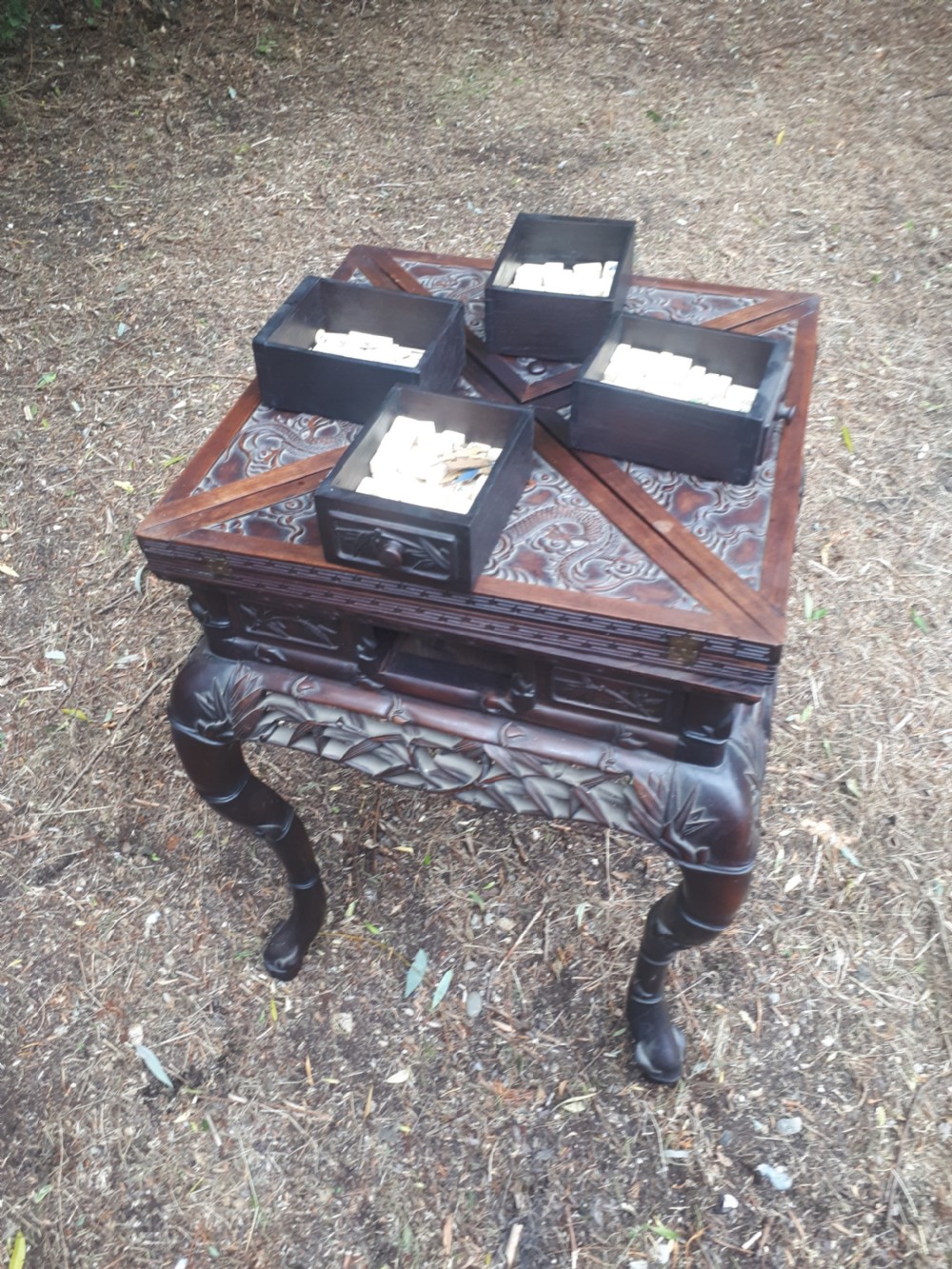 Late 19th century Chinese hardwood games table View IX