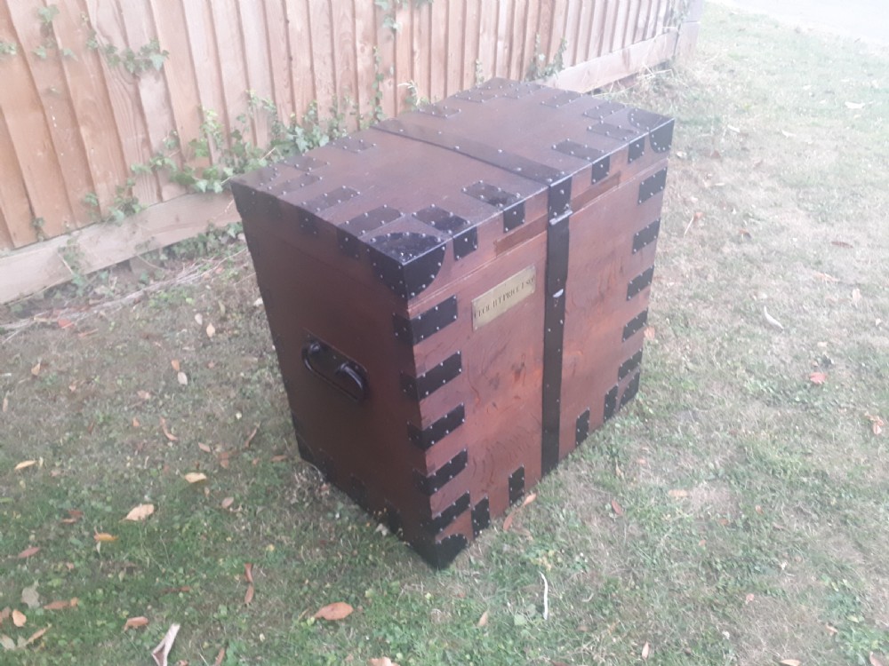 19th century oak metal bound silver chest View III
