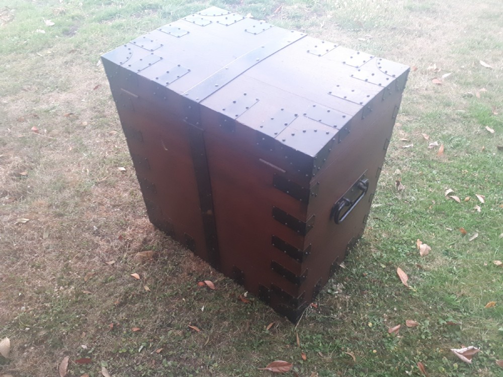 19th century oak metal bound silver chest View IV