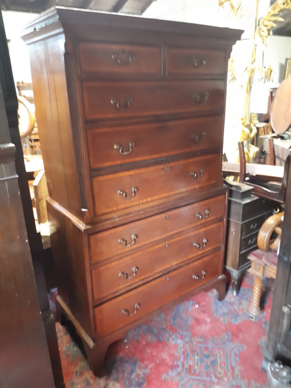 19th mahogany chest on chest