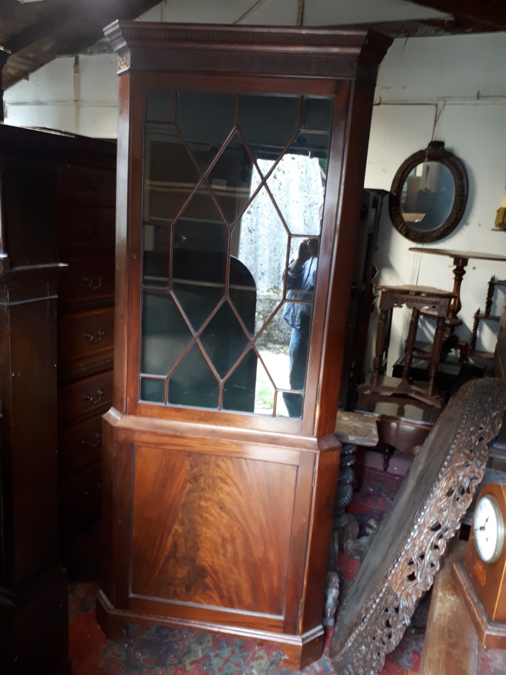 Edwardian mahogany 2 part corner cabinet
