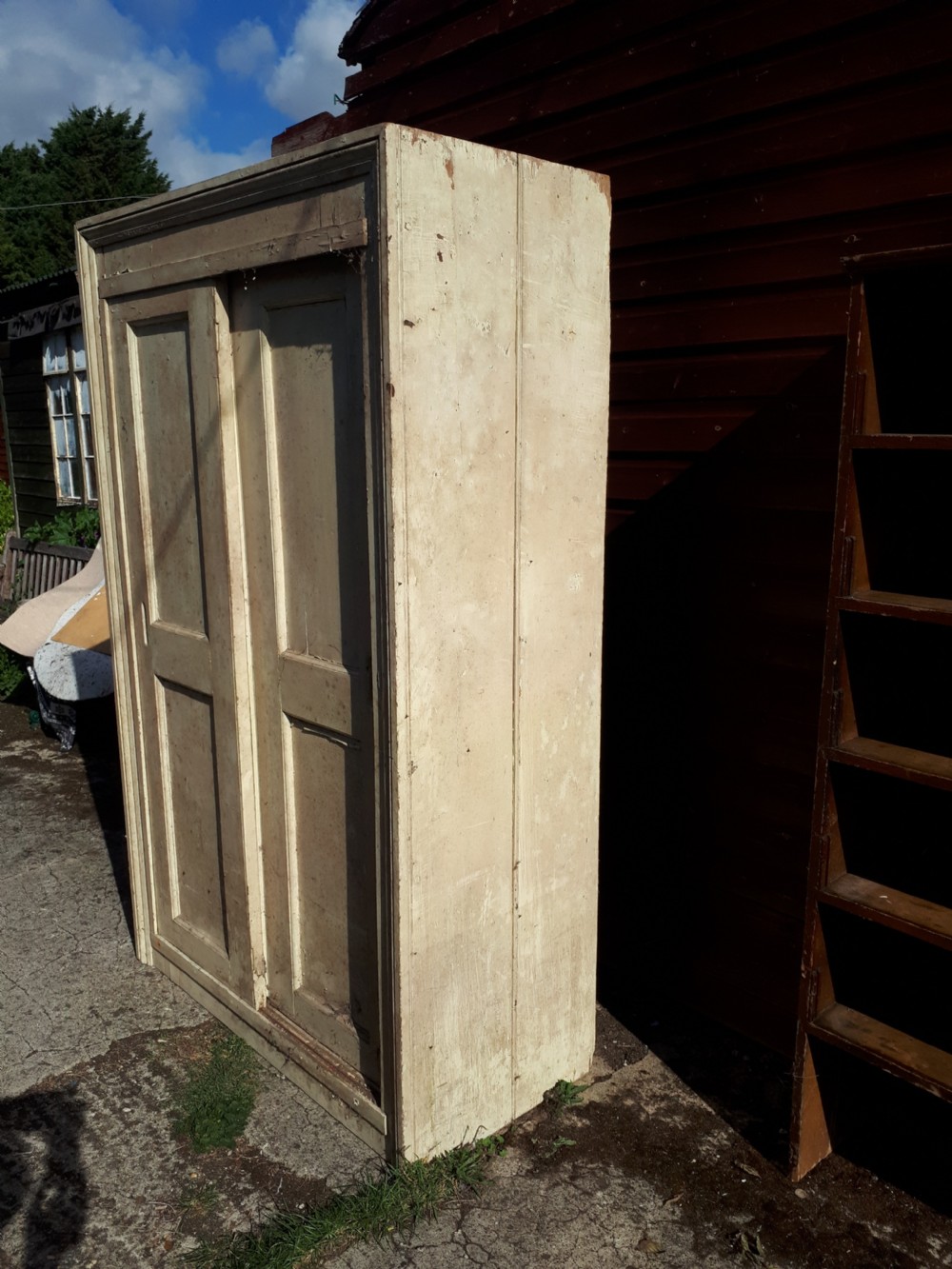 Useful 19th century painted housekeepers cupboard  View V