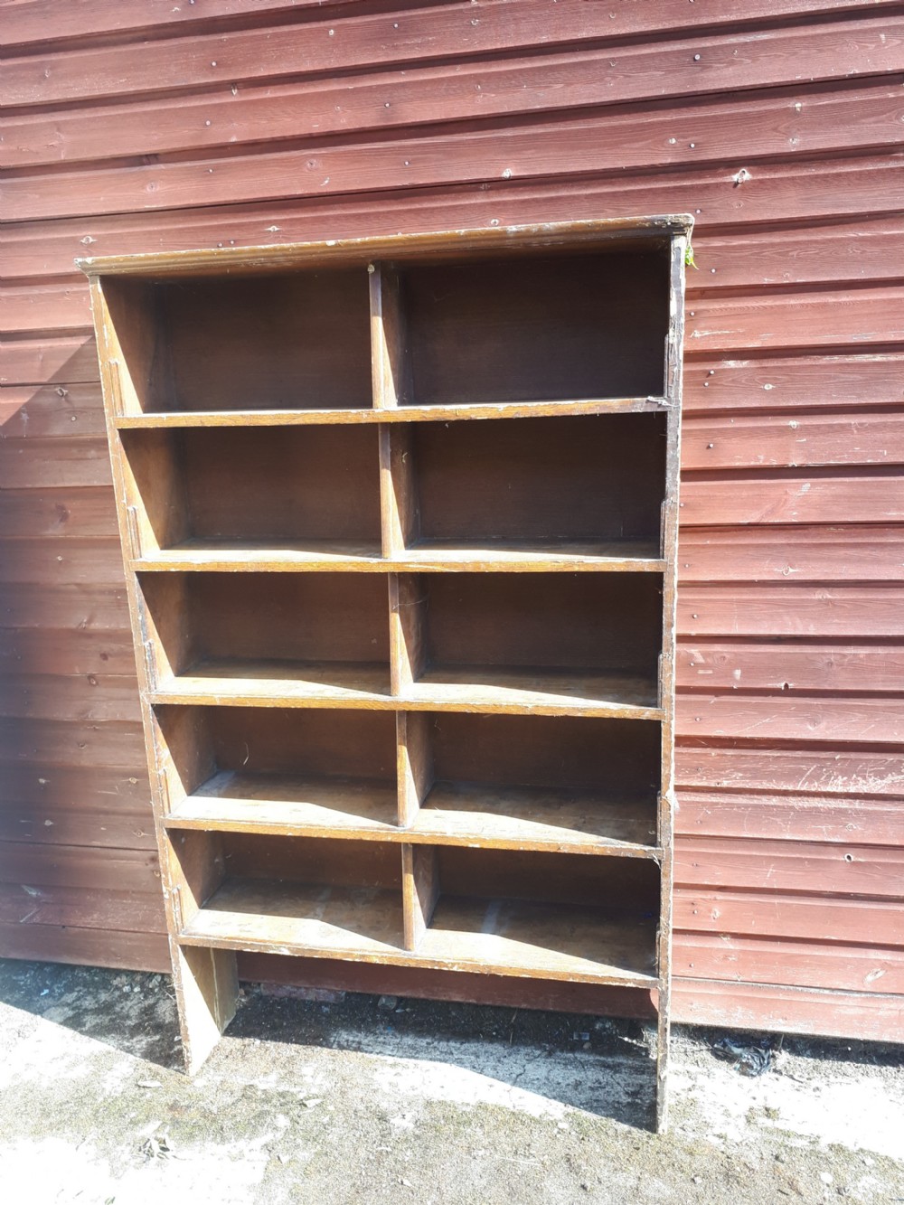 Early 20th century decorated pine kitchen shelving unit