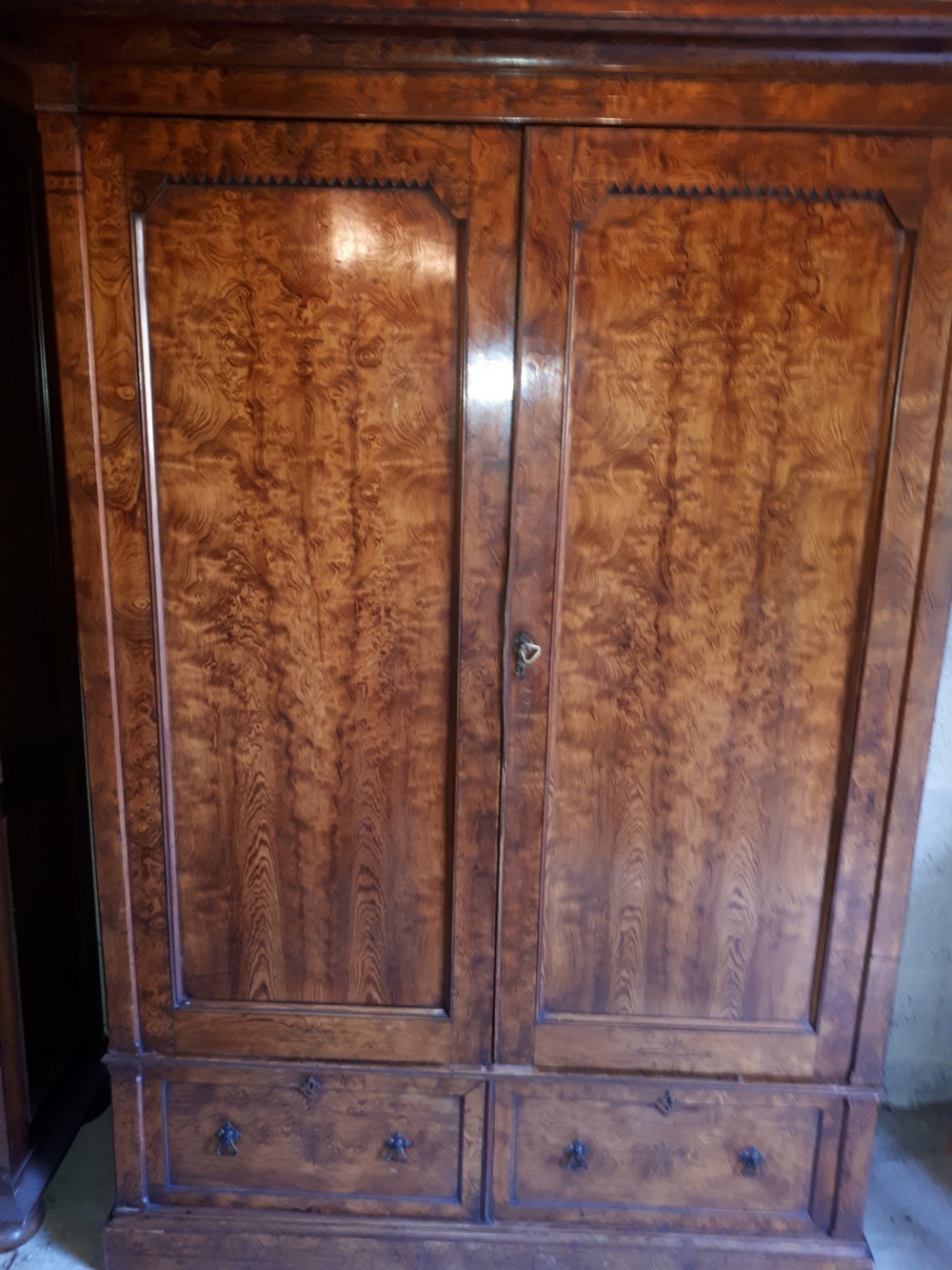 Good Victorian pitch pine double wardrobe  View III