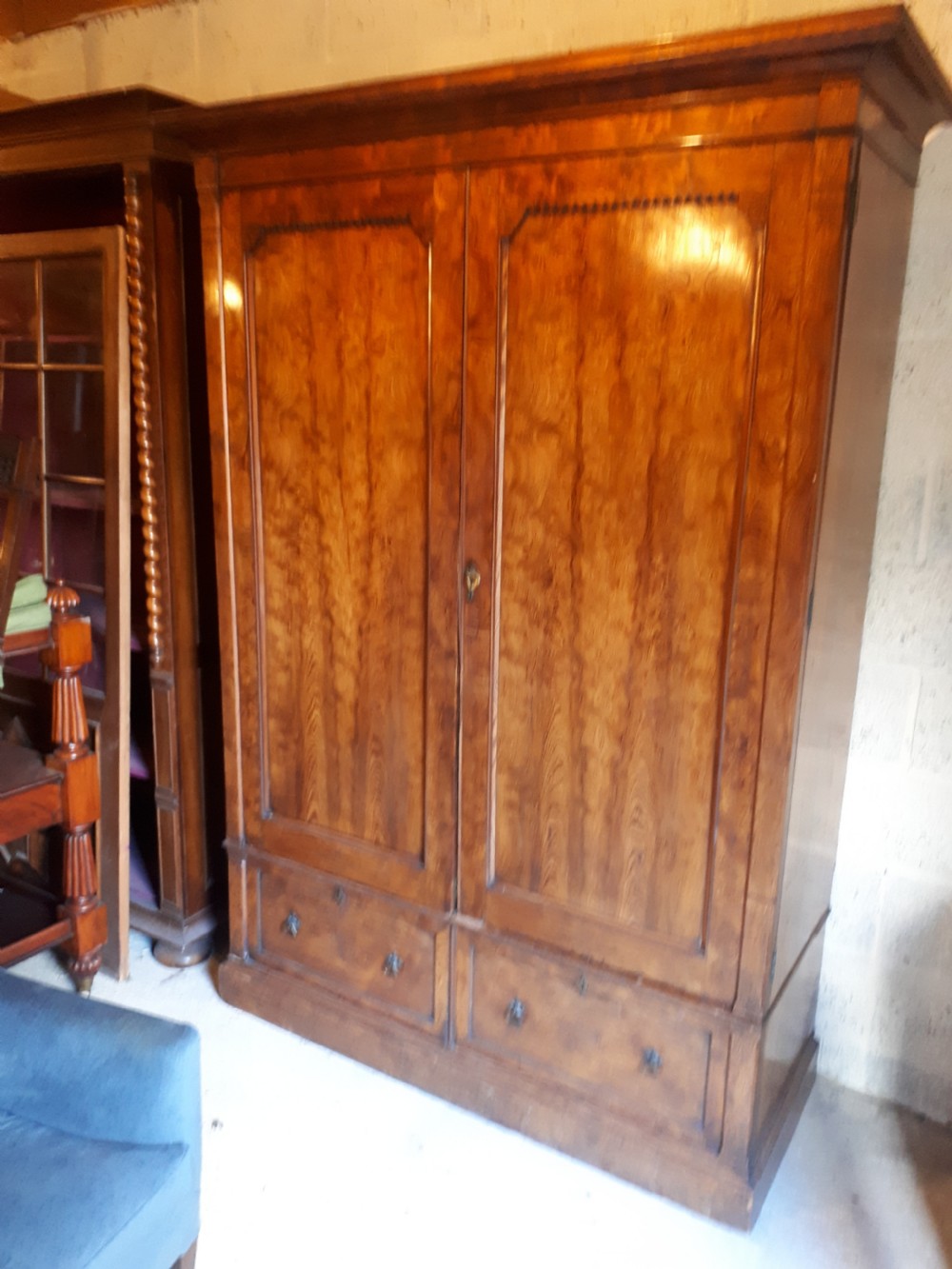 Good Victorian pitch pine double wardrobe  View VII