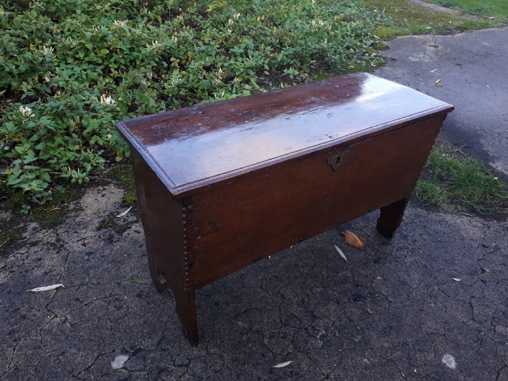 Small antique plank coffer chest View II