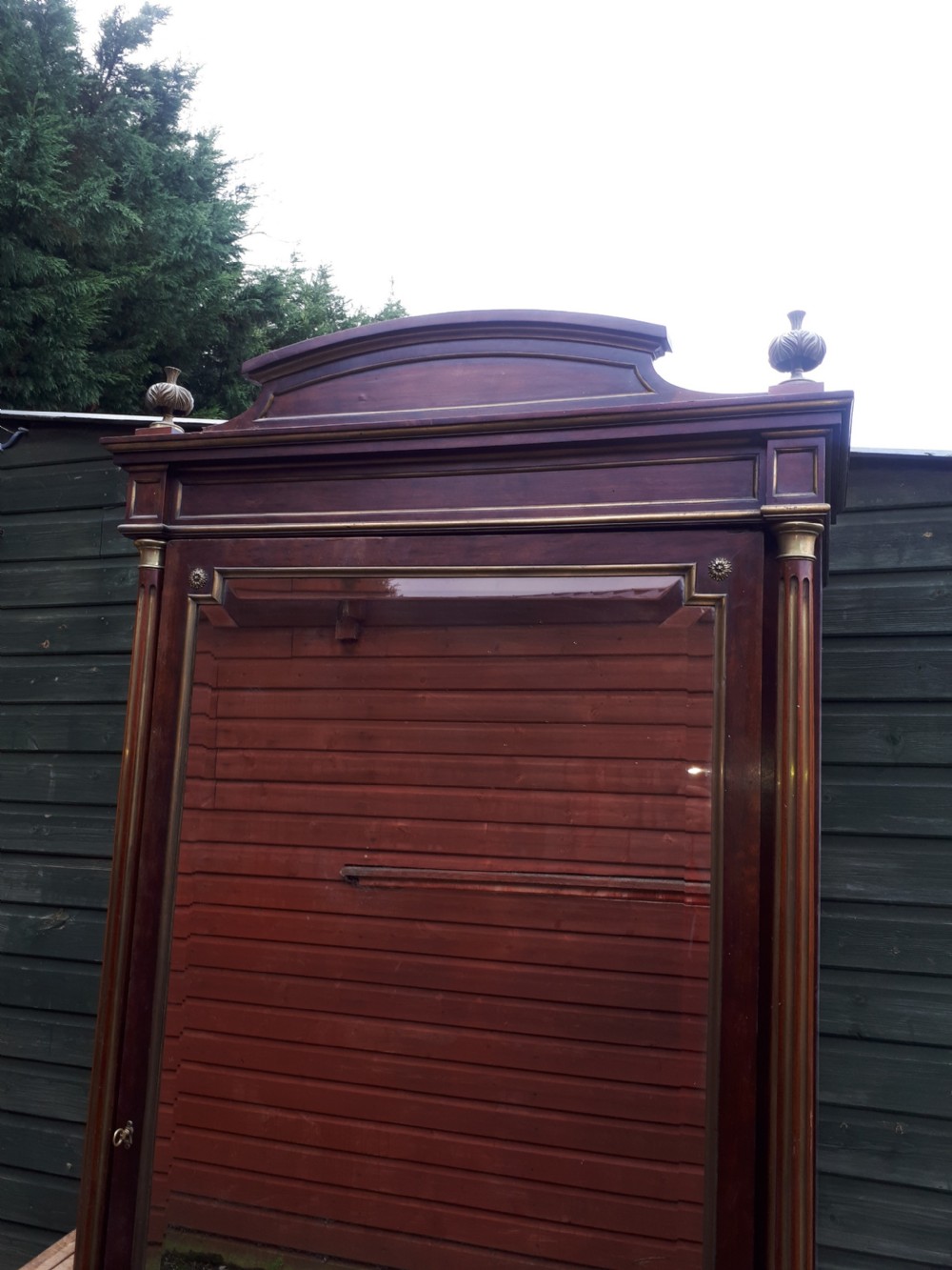 19th century mahogany brass metal mounted French hall cupboard View IV