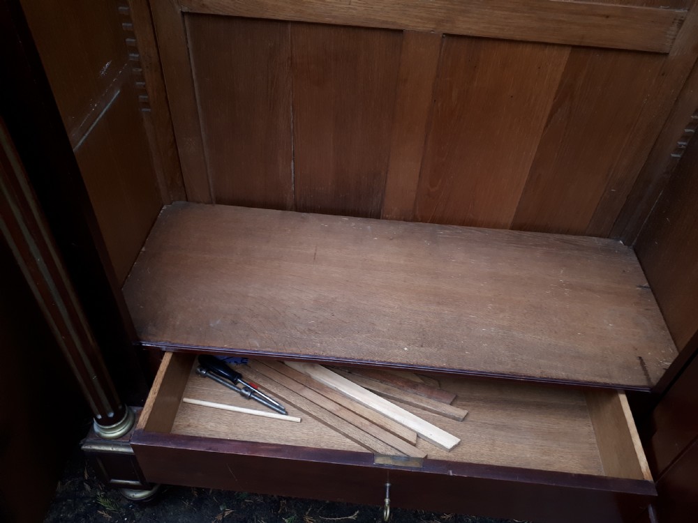 19th century mahogany brass metal mounted French hall cupboard View IX