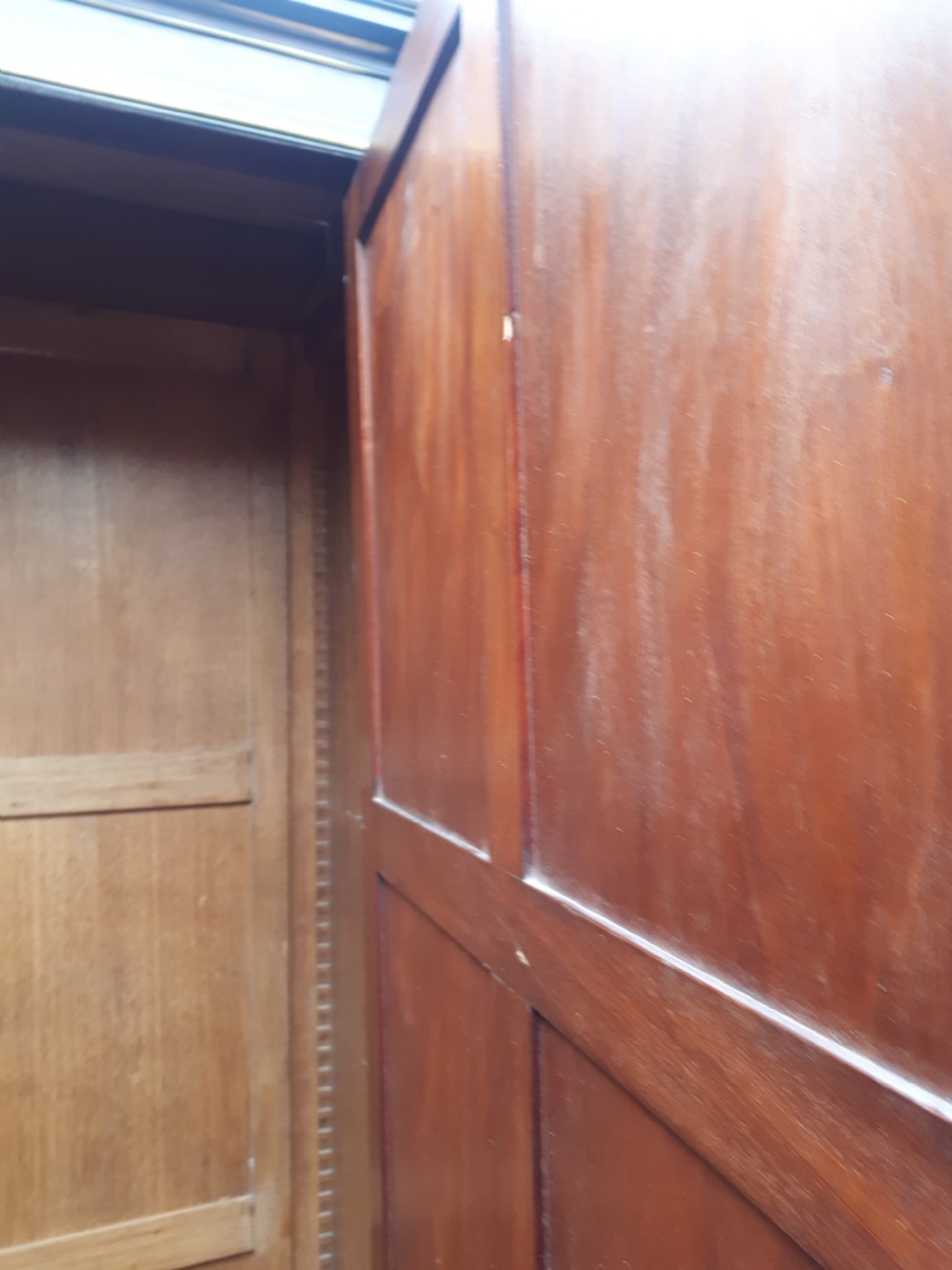 19th century mahogany brass metal mounted French hall cupboard View XI